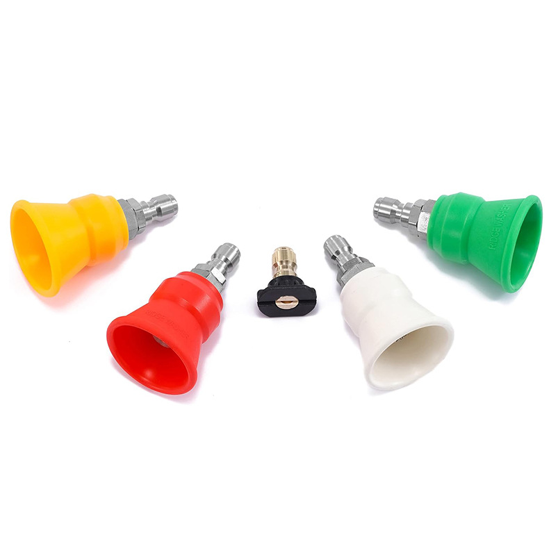 新款喇叭防风型高压清洗机水枪喷头不锈钢1/4“快插喷嘴防护架