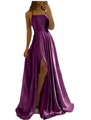 Amazon vestido de dama de honor europeo y americano vestido largo adelgazamiento fuera del hombro novias bola vestido formal simple sexy Split
