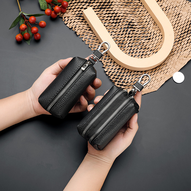 Double-Layer Key Bag, Coin Purse, Multi-Functional, Large-Sized, High-Quality, Large-Capacity Card Holder for Men and Women, Two-In-One Car Key Bag