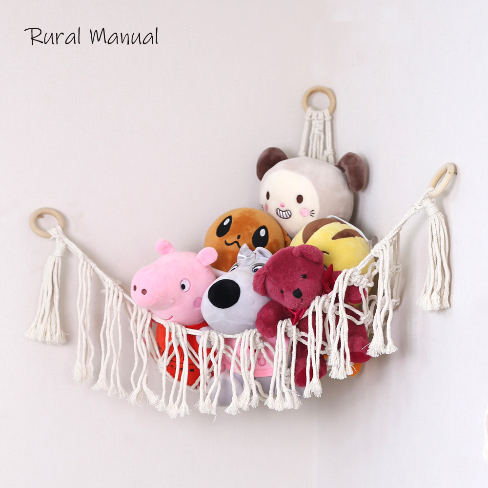 Cotton rope woven net bag toy hammock triangular storage hanging tapestry corner net Amazon cross-border