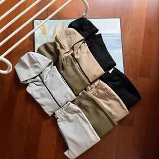 Autumn 2024 Leisure Sports Multicolor Air Layer Cotton Hooded Men's 922 Jacket and 002 Sweatpants suit