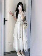 2025初夏出游穿搭大码胖mm高级感超好看漂亮法式小香风白色连衣裙