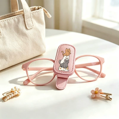 Cross-border bestseller sunglasses holder, creative car sun visor storage, pink stackable cat-shaped car glasses clip (Car Glasses Clip/Bill Clip) - stackable-cat-car-glasses-clip