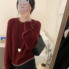 韓国系ファッション優しい風の小さい丸首の点線は色のデザイン感を合わせます。