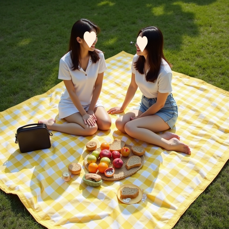 [두꺼운 방습 접이식 쿠션] 화이트 체크무늬