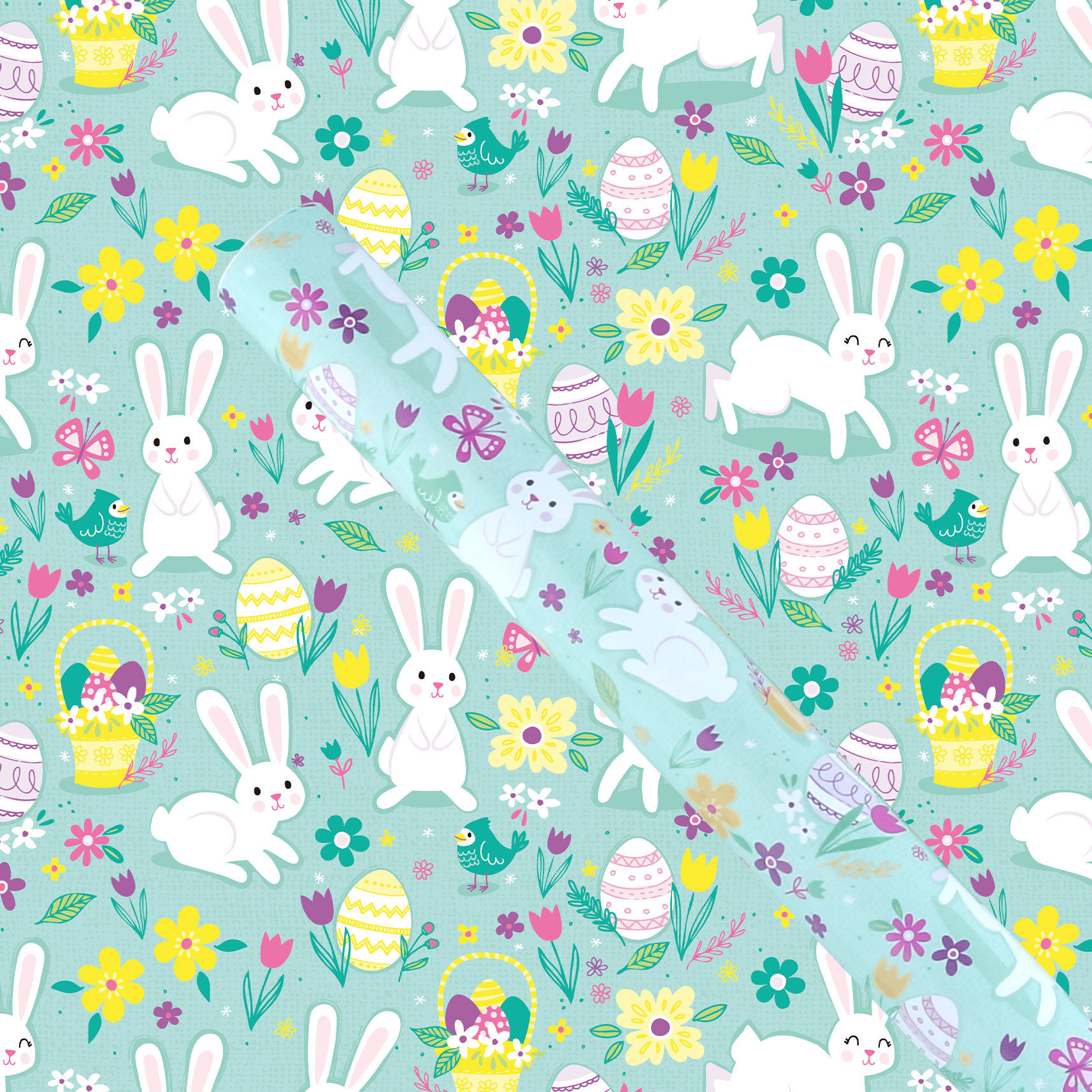 Papel de regalo de Pascua con diseño de conejo de dibujos animados para envoltura de regalos de productos nuevos transfronterizos de Amazon, fabricante mayorista de embalaje de regalos para bricolaje.
