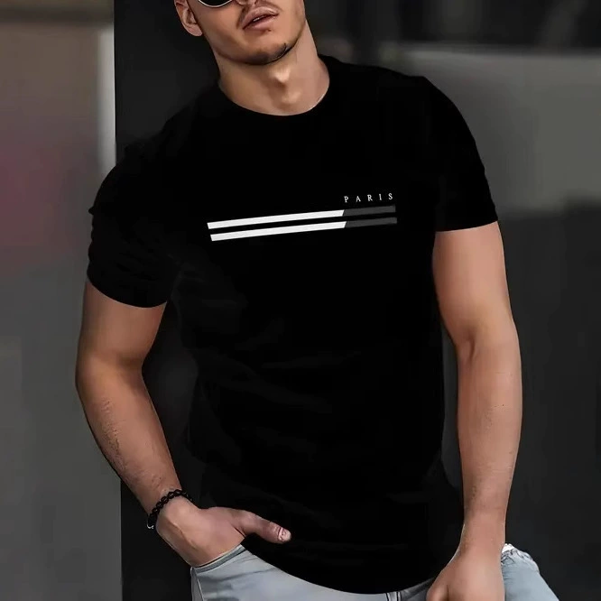 Футболка с круглым вырезом и коротким рукавом, универсальная, повседневная, с 3D-печатью, дышащая и комфортная, для международной торговли Amazon, модель 2025 года, одиночная единица.