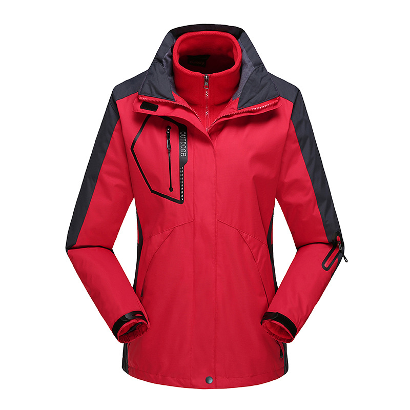 Otoño e invierno chaqueta de las mujeres tres en uno de dos piezas al aire libre impermeable transpirable forro polar ropa de viaje de los hombres imprimible LOGO