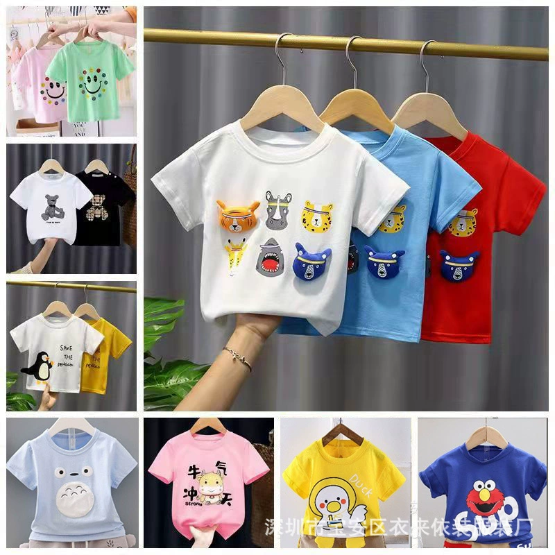 (Кросс-бордер торговля), детская летняя мультфильм short sleeve футболка, корейский стиль, с коротким рукавом