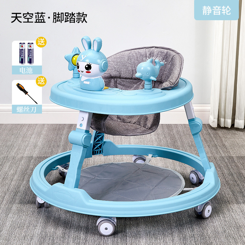 616 블루는 6~18개월 아기에게 적합합니다 - 무음 휠 + 음악 장난감 + 발 매트