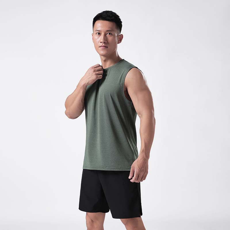 Verano hombres Fitness correr Chaleco de secado rápido cuello redondo suelta absorción de humedad transpirable sin mangas en stock logotipo impreso personalizado