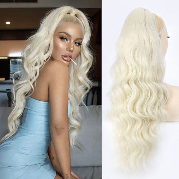 Extension per capelli e parrucche Parrucca da donna con capelli lunghi e ricci Parrucca da donna con coulisse Extension per capelli Coda di cavallo Parrucca in fibra chimica con onde grandi Pezzo di coda di cavallo_voghion.com