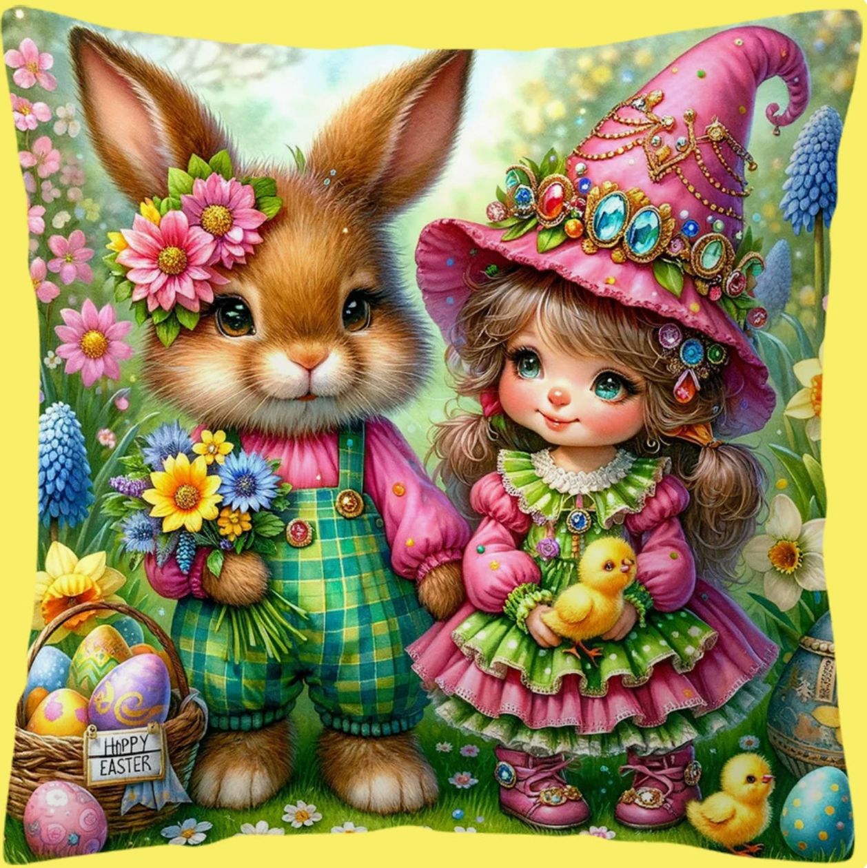 Huevo de Pascua Camión Impresión Funda de almohada Conejo transfronterizo Decoración de vacaciones Hogar Sofá Funda de almohada Funda de cojín