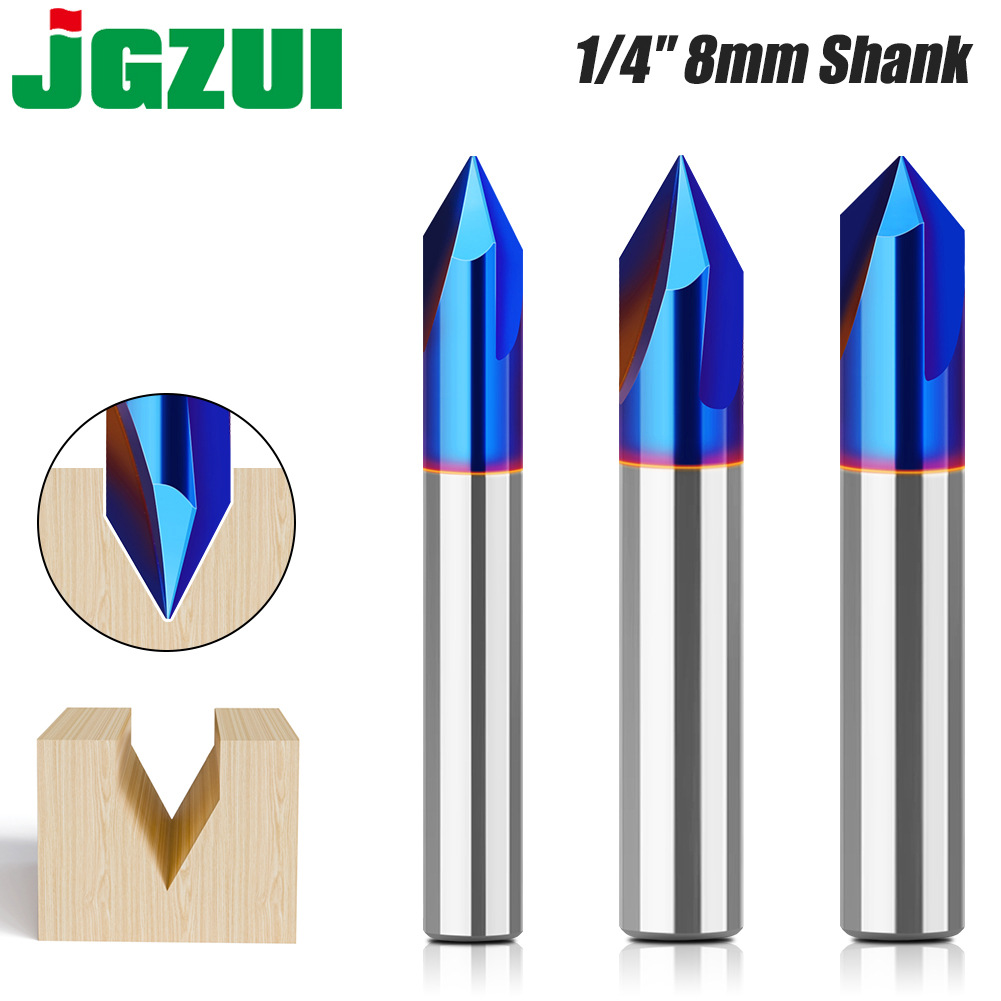 3刃60度90度整体合金开槽刀浮雕雕刻刀双刃斜度涂层立铣刀v型铣刀