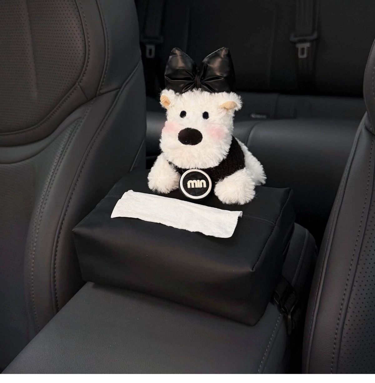 New West Highland Car Tissue Box, Car Armrest Box Tissue Holder, Seat-Mounted Car Tissue Bag, Cute