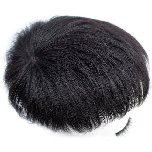 Wig men's short hair replacement hair piece wholesale real hair wig piece to cover white hair and increase hair volume men's head replacement piece