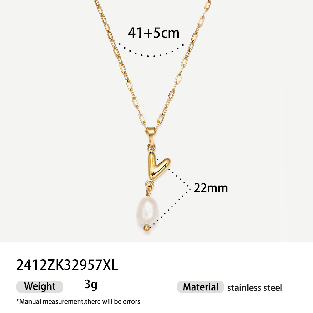 TENA collar de acero inoxidable de perlas verdaderas simplista de alto nivel nicho de diseño de acero de titanio collar de collar para mujeres image 33