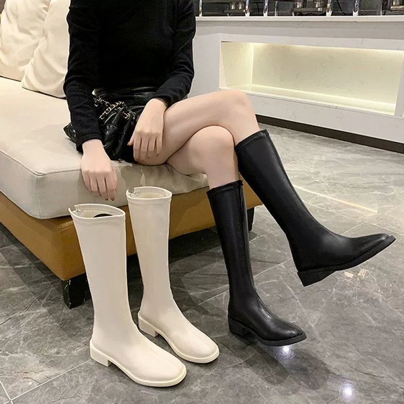 Shoes, high boots with zipper, plus size, fitted