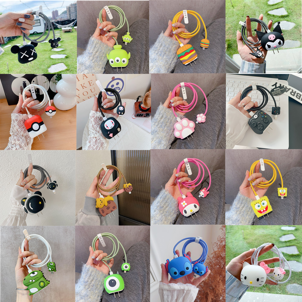 Cubierta protectora de la cabeza de carga cubierta protectora del cable de datos para Apple 18W/20W cubierta protectora del cargador Conjunto de 4 piezas al por mayor