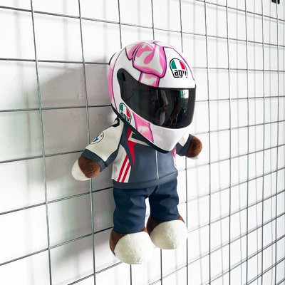 Motosiklet dəbilqələri — motorcycle gift racing mechanic - height-28cm-lotus-color-blue-and-white-teddy-bear-agv-butterfly-helmet-upgraded-tail-wing