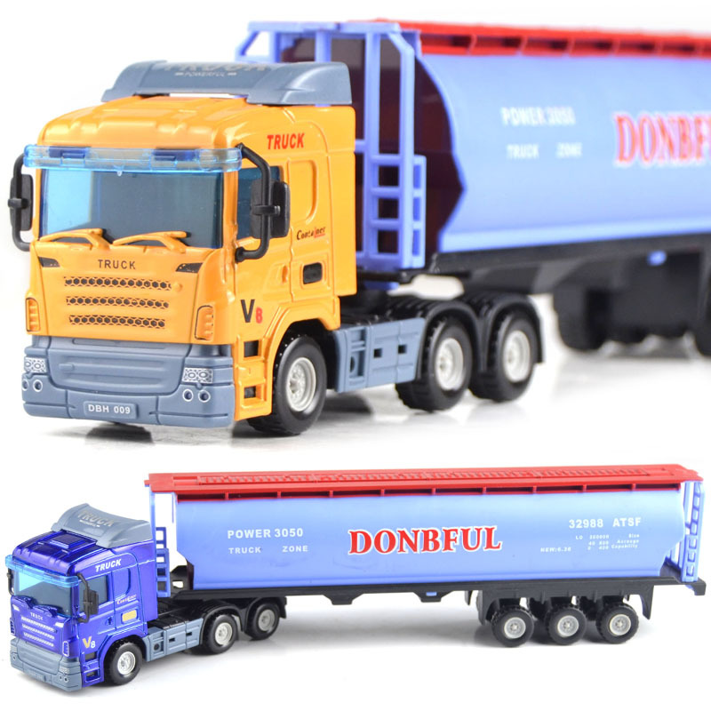 Alloy tanker engineering model toy car container car semi-trailer flatbed transporter gift supply wholesale