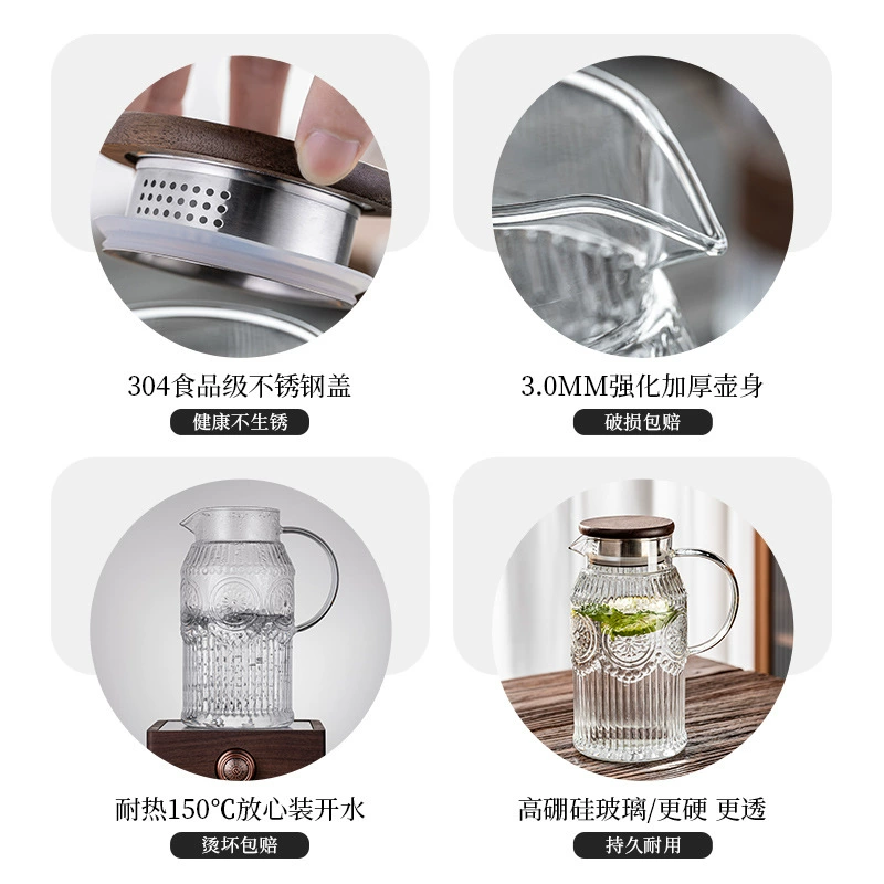 Glass teapot for home use, capacious drying rack, tea with glass, increased thickness