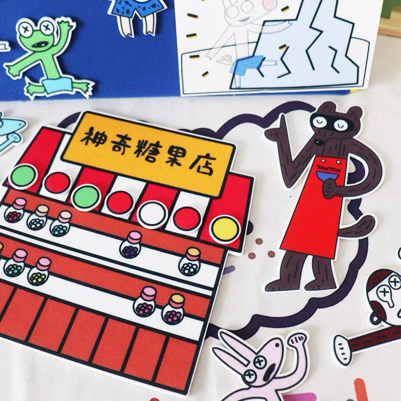 Juguetes educativos de fieltro para niños, tienda de cabra, libro de imágenes, delantal de fieltro, actuación de historias, material didáctico para la enseñanza en el aula