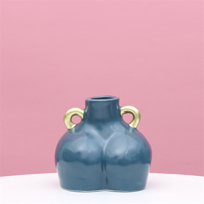 Nórdico ins cuerpo arte florero de cerámica blanco artesanía creativa casa salón flor seca arreglo decoración comercio exterior