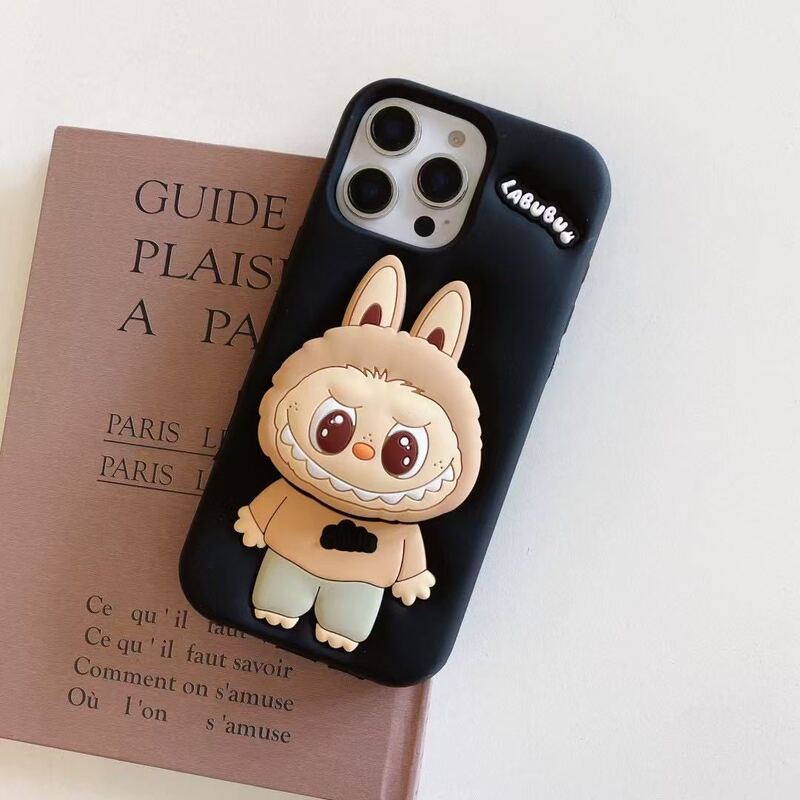 漫画かわいいラブブシリコン電話ケース iphone16 アップルシリーズスタンド電話ケースソフトケース|undefined