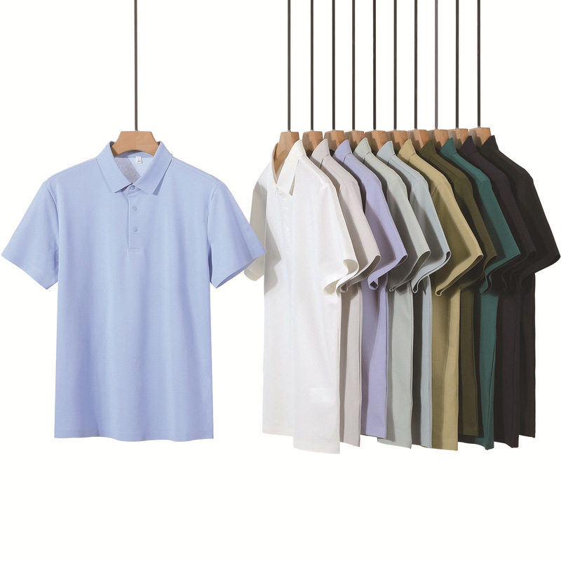 Zhuofandi 6302 Mulberry Silk Cool Touch 7A Antibacterial Snap Button Men's Polo Shirt Summer Breathable Quick-Dry Turn-Down Collar Short Sleeve