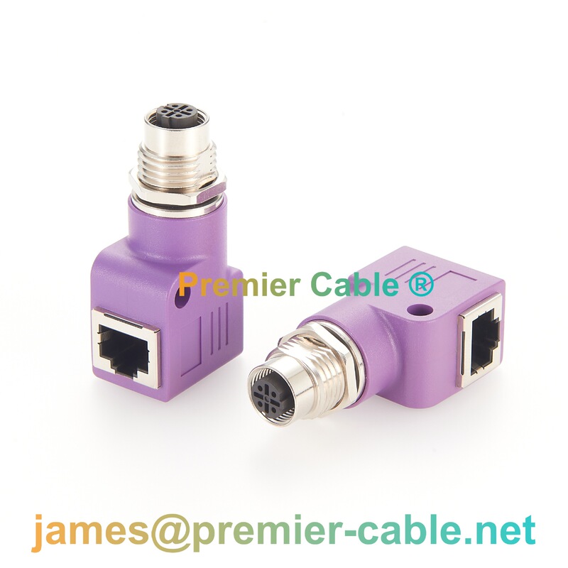 Right-Angle M12 D-Coded to Rj45 Panel Wall-Mounted Adapter Industrial 100m Ethernet Ip67 Waterproof Screen Right-Angle M12 D-Coded to Rj45 Panel Wall-Mounted Adapter Industrial 100m Ethernet Ip67 Waterproof Screen