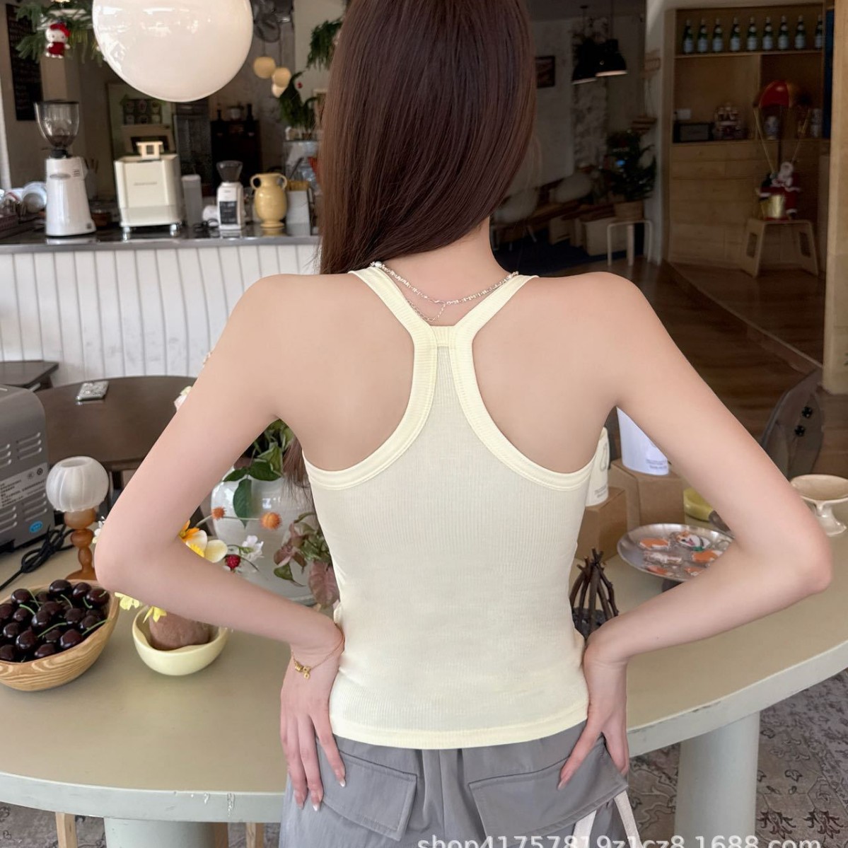 Dopamine Sports Versatile Macaron Color Racerback Slim-Fit Multi-Color Tie-Back Padded Beauty Back Tank Top for Women