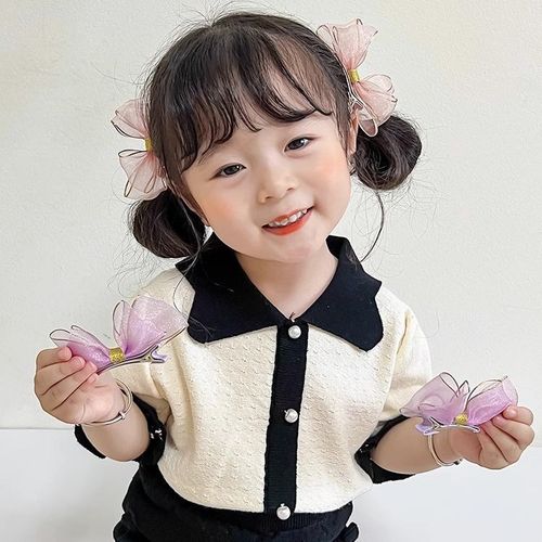 Mesh butterfly bow side clip children's Korean-style princess girl baby hair clip head accessory cute hair pin clip hair accessory