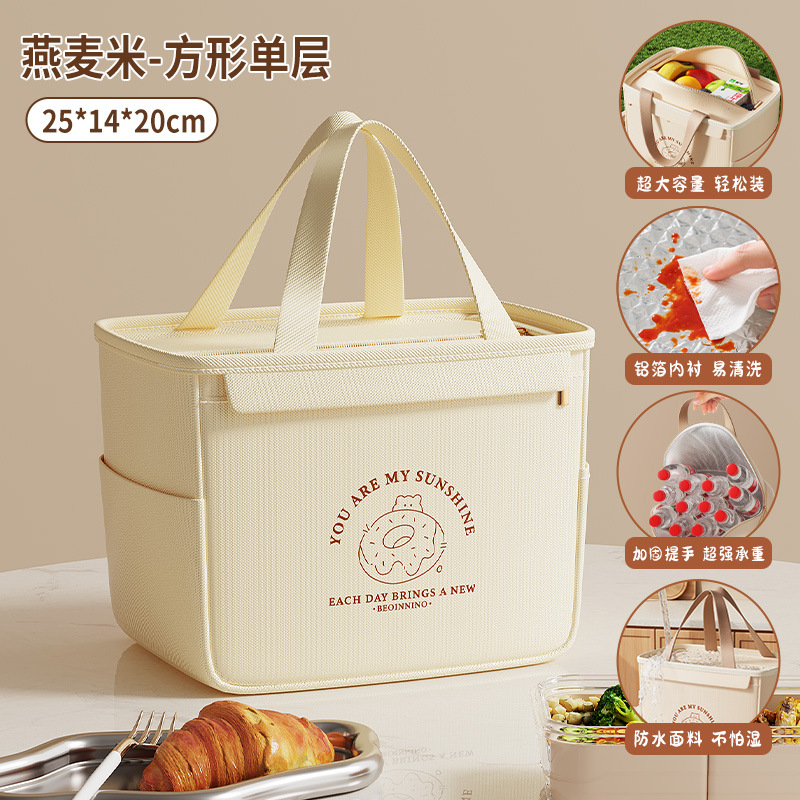Nuevo paquete de almuerzo de doble capa, película de aluminio gruesa, bolsas de almuerzo de gran capacidad, bolsas de mano de aislamiento térmico, bolsas para picnic