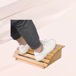 Bamboo Massage Footrest Footrest Roller Type Acupoint Massage Anti-Warping Leg Footrest Stool Suitable for Office and Home