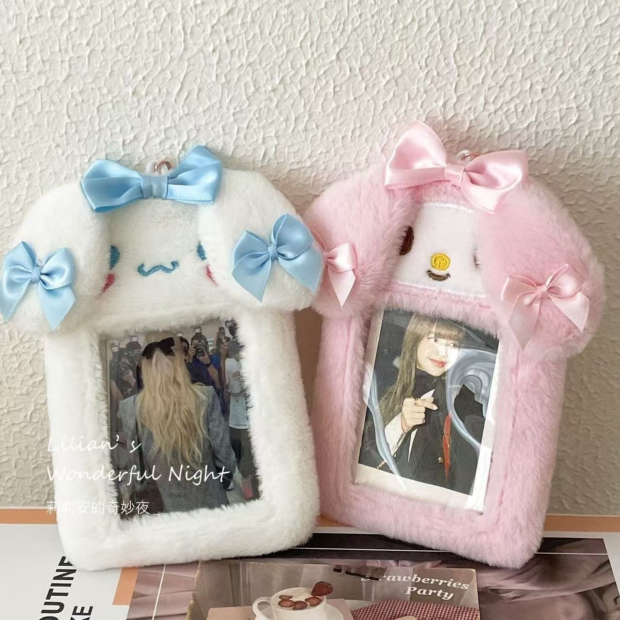 Cute ángel cerdo de peluche 3 pulgadas tarjeta de visualización tarjeta de estudiante colgante tarjeta de comida cubierta protectora