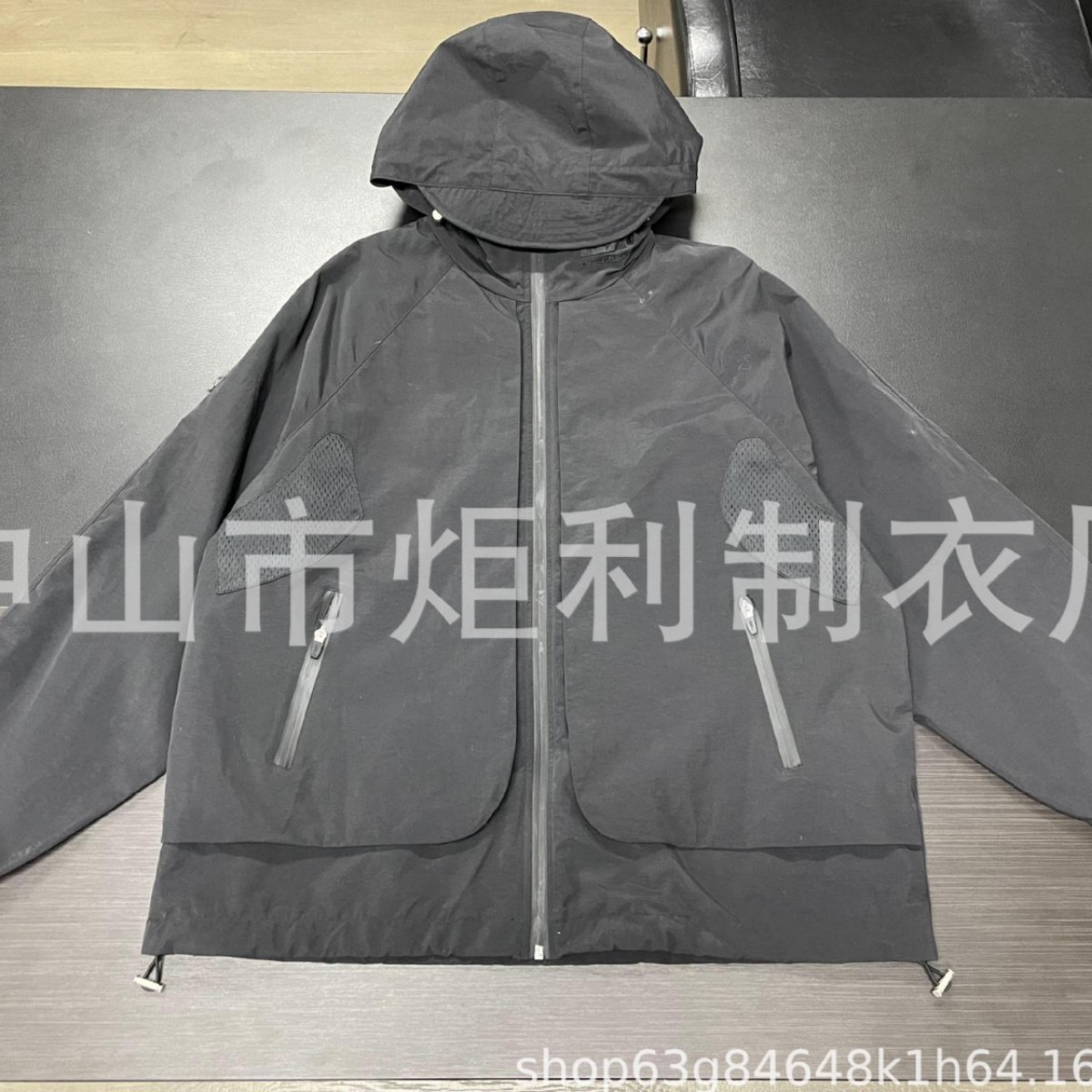 Solid Color Multi-Zipper Hooded Windbreaker Custom-Made Outdoor Sports Woven Windbreaker Jacket Factory Customized with Drawings and Samples