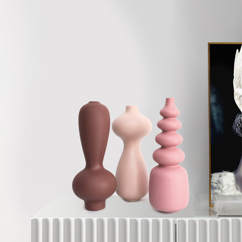 Moderno minimalista colorido florero de cerámica Nordic salón flor modelo Sala ventas muebles oficina ciudad suave decoración adornos