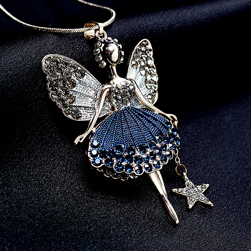 Collana lunga con ciondolo principessa cartoon e strass_voghion.com