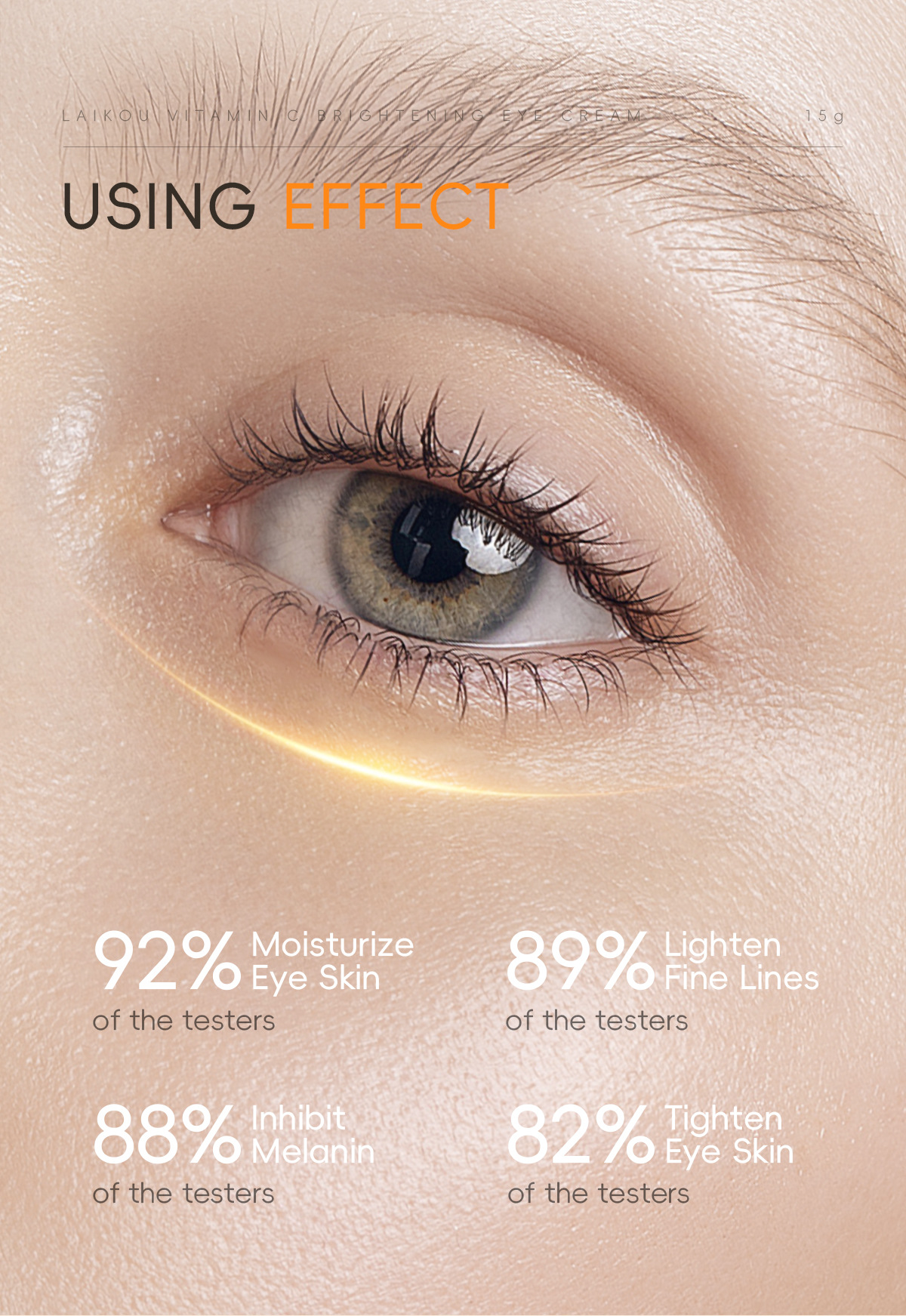 Cross-border laikou Vitamin c Eye Cream 15g hydrates, moisturizes and cares for the skin around the eyes to brighten the complexion. Factory wholesale undefined