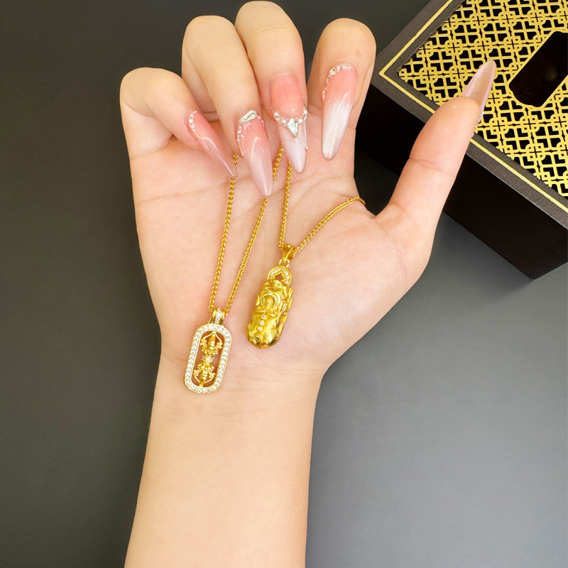 Vietnam Sha Jin Zhong engullir oro bestia oro colgante de palo de oro mujer Hulu Wei * nieve con el mismo collar Chopin no se desvanece