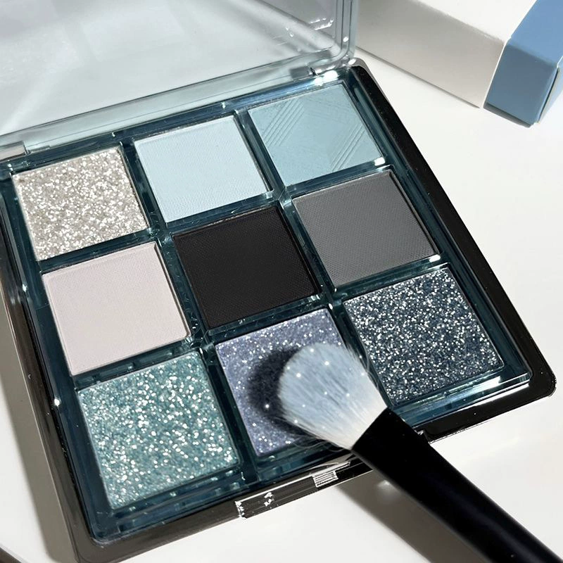 Matte eyeshadow palette, 9-color Korean-style set, earth tones with shimmer finishes