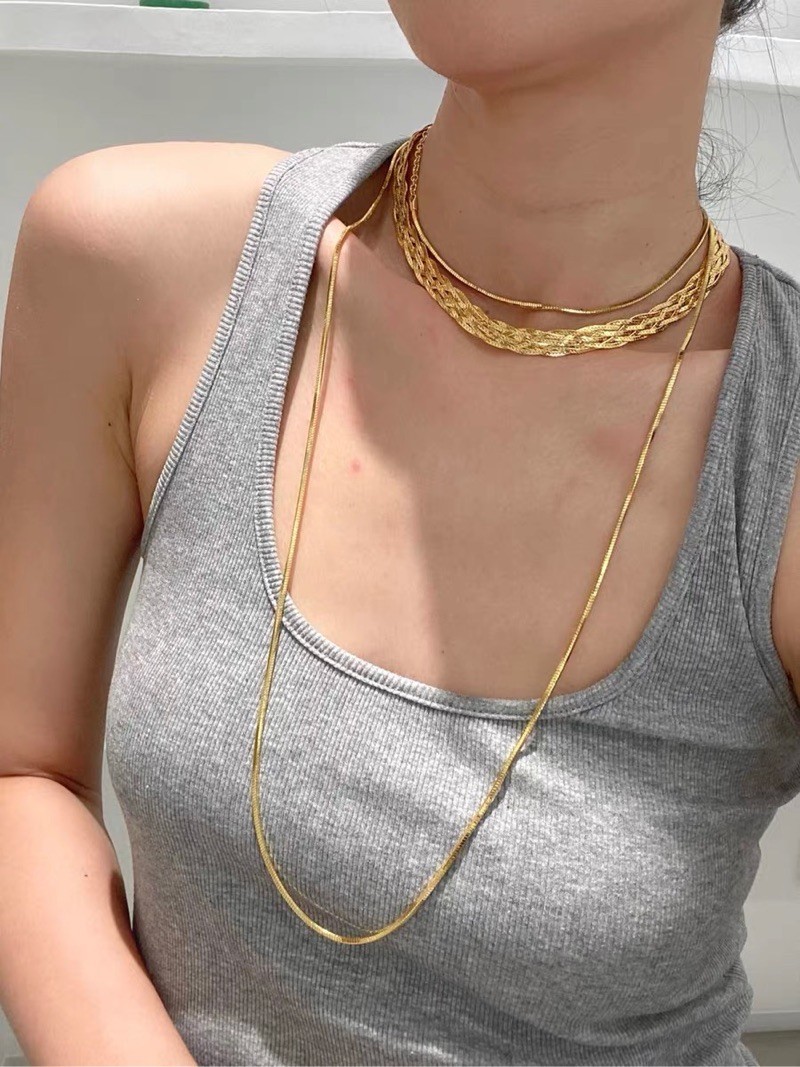 Fashion Geometric Titanium Steel Plating Layered Necklaces 1 Piece