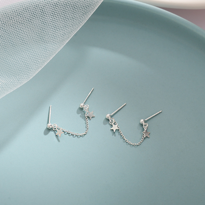 Estrella doble oreja piercing pendientes para mujeres 2024 nueva moda red pendientes borla Beanie pendientes para mujeres oído joyería regalo