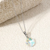 Marine necklace stainless steel, crystal heart shaped, sweater heart-shaped, European style