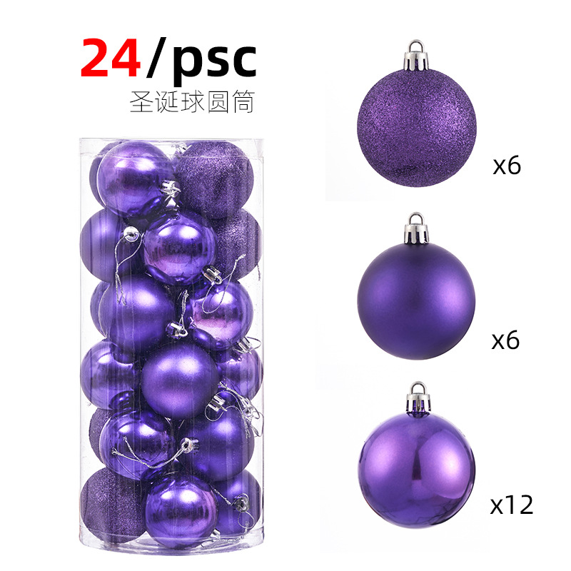 Adornos de Navidad 3/4/6/8cm24 juego de bolas de Navidad bolas de colores bolas de plástico galvanizado colgante de árbol de Navidad