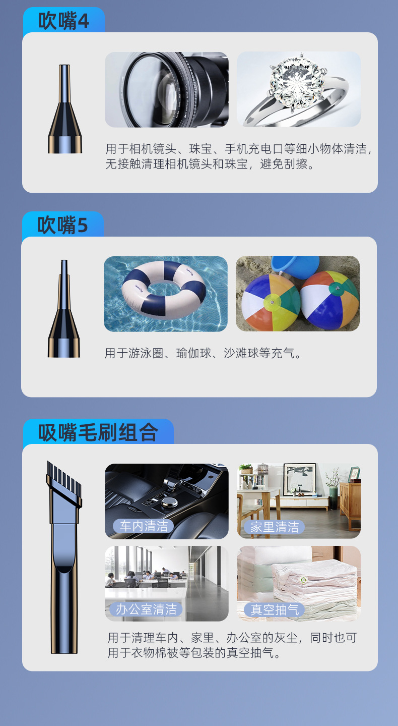 Blow-suction integrated car vacuum cleaner, best-selling cross-border product, portable wireless handheld vacuum cleaner, dual-use for home and car