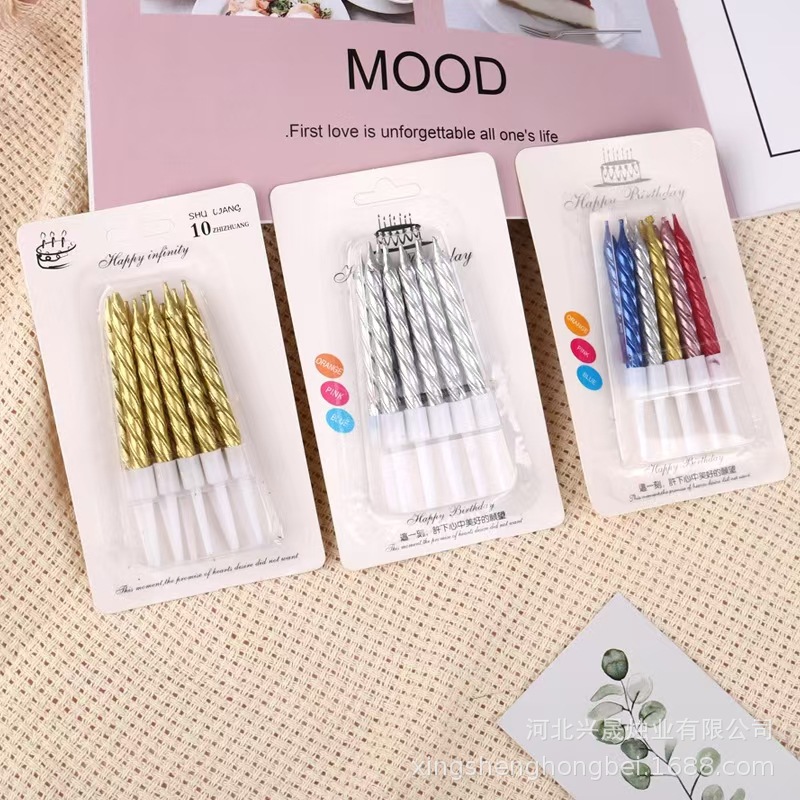 生日蛋糕装饰蜡烛复古曲线蜡烛派对弯曲蜡烛螺纹创意网红插件摆件