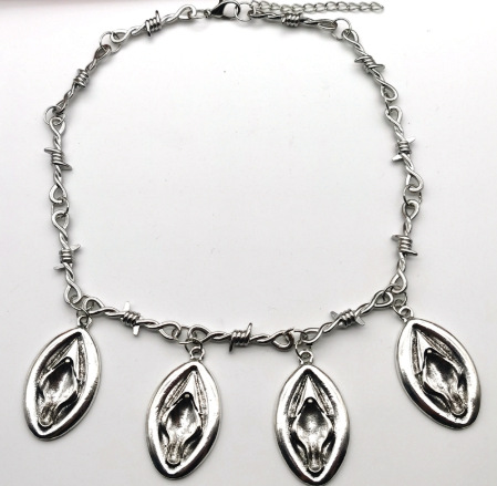 Cross-border new small iron wire short necklace neutral women's necklace hip hop gothic punk female genital necklace