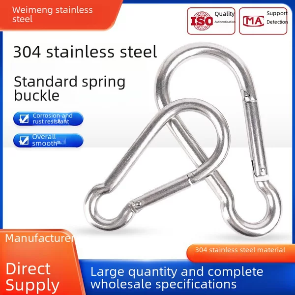 Wholesale 304 stainless steel spring buckle standard quick hook chain buckle safety buckle carabiner gourd buckle spring hook